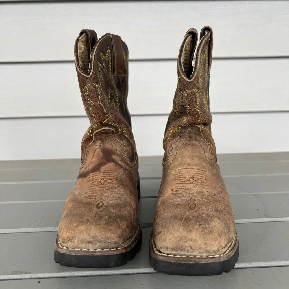 Tony Lama Youth Size 11.5 D LL906 Brown Leather Cowboy Western Boots Shoes